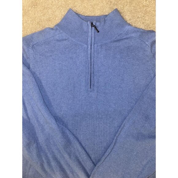 L.L Bean Quarter Men's 1/4 Zip Cashmere Blend Pullover Sweater SZ Large Reg Blue - Picture 2 of 5